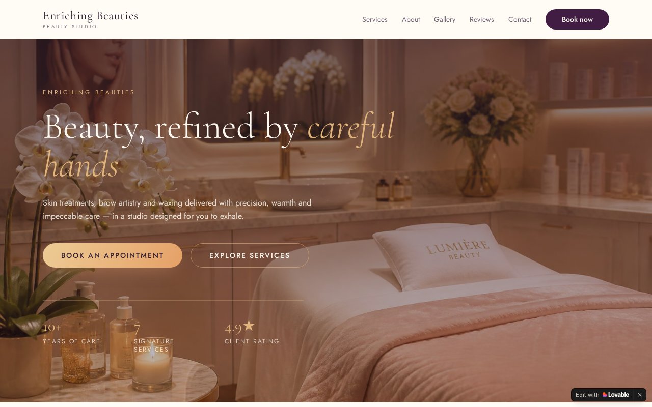 Enriching Beauties demo website – beauty and cosmetics brand showcase