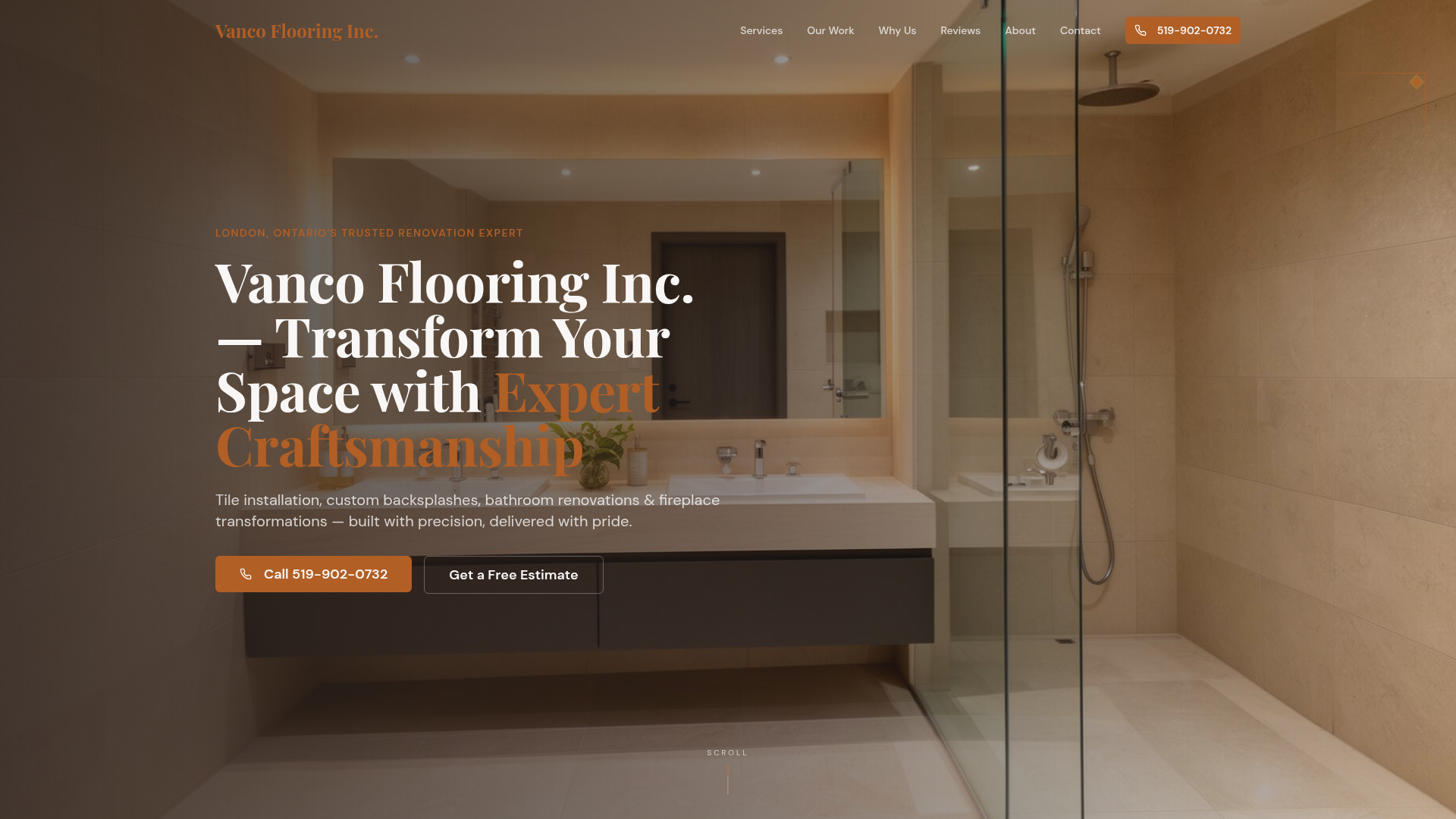 Vanco Flooring website – flooring and bathroom renovation company in London, Ontario